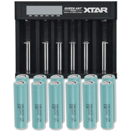 Xtar Queen ANT MC6 Li-ion batteriladdare + 12 st. Samsung INR18650-20R 2000mAh Li Ion-batterier